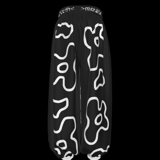 Floral lantern pants (black)