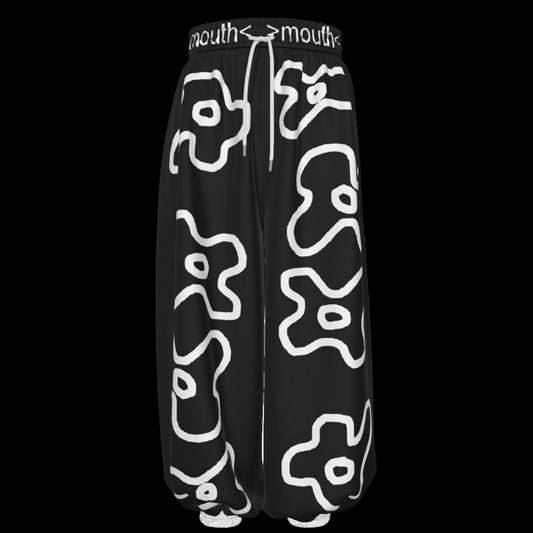 Floral lantern pants (black)